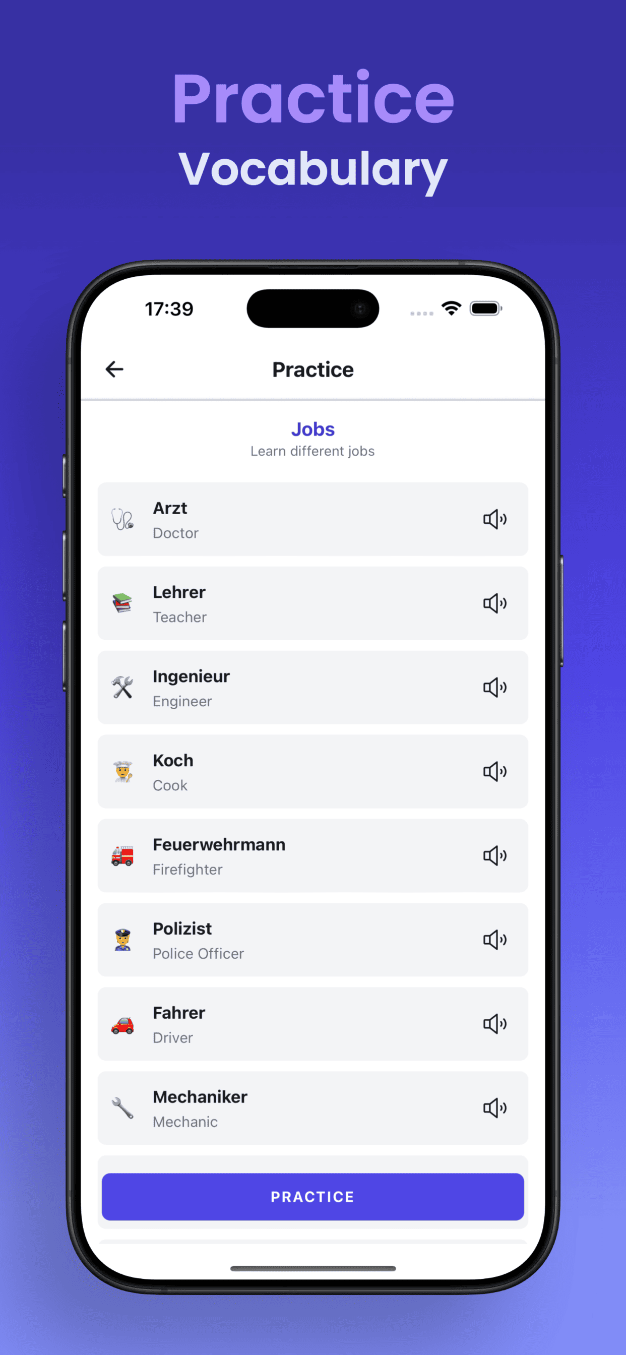 German vocabulary practice