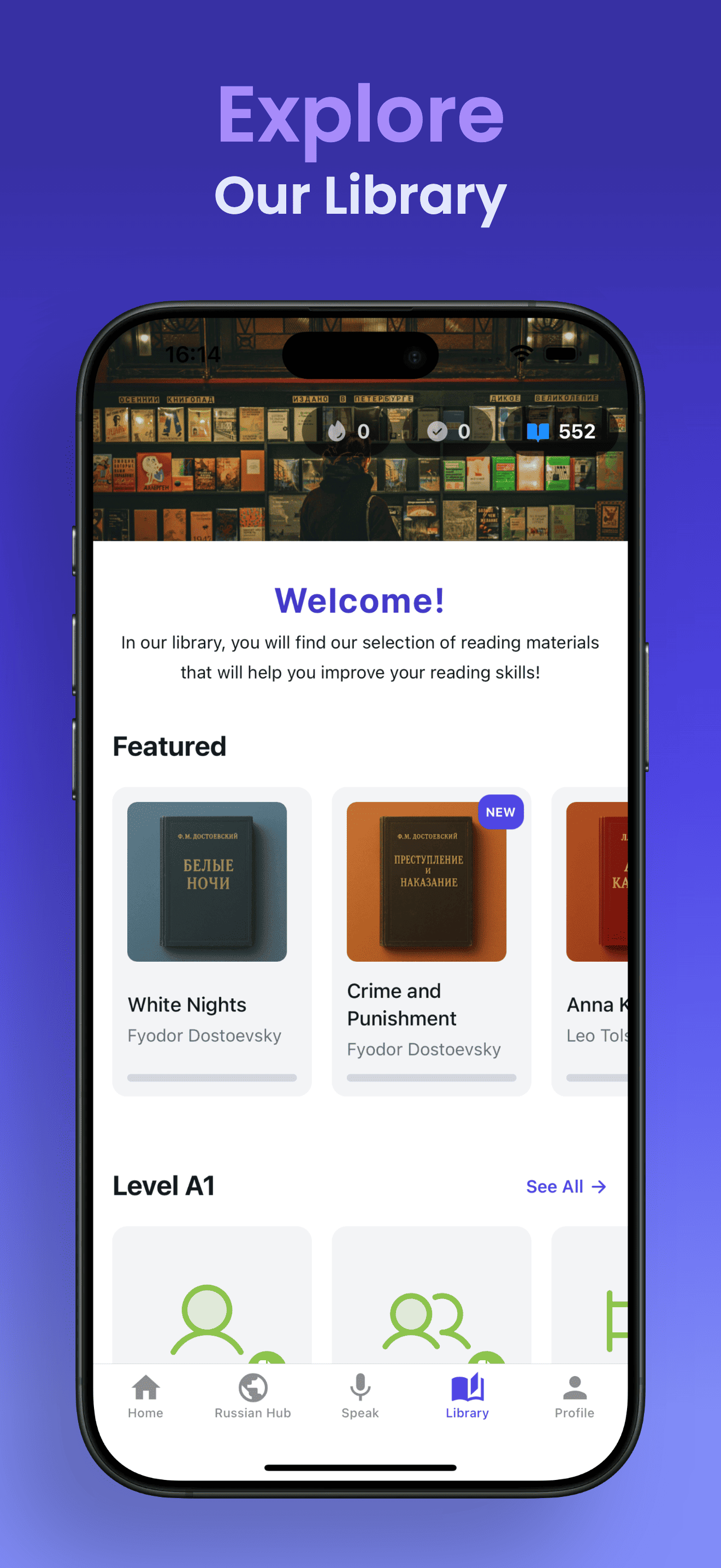 The Russian reading library sorted by level