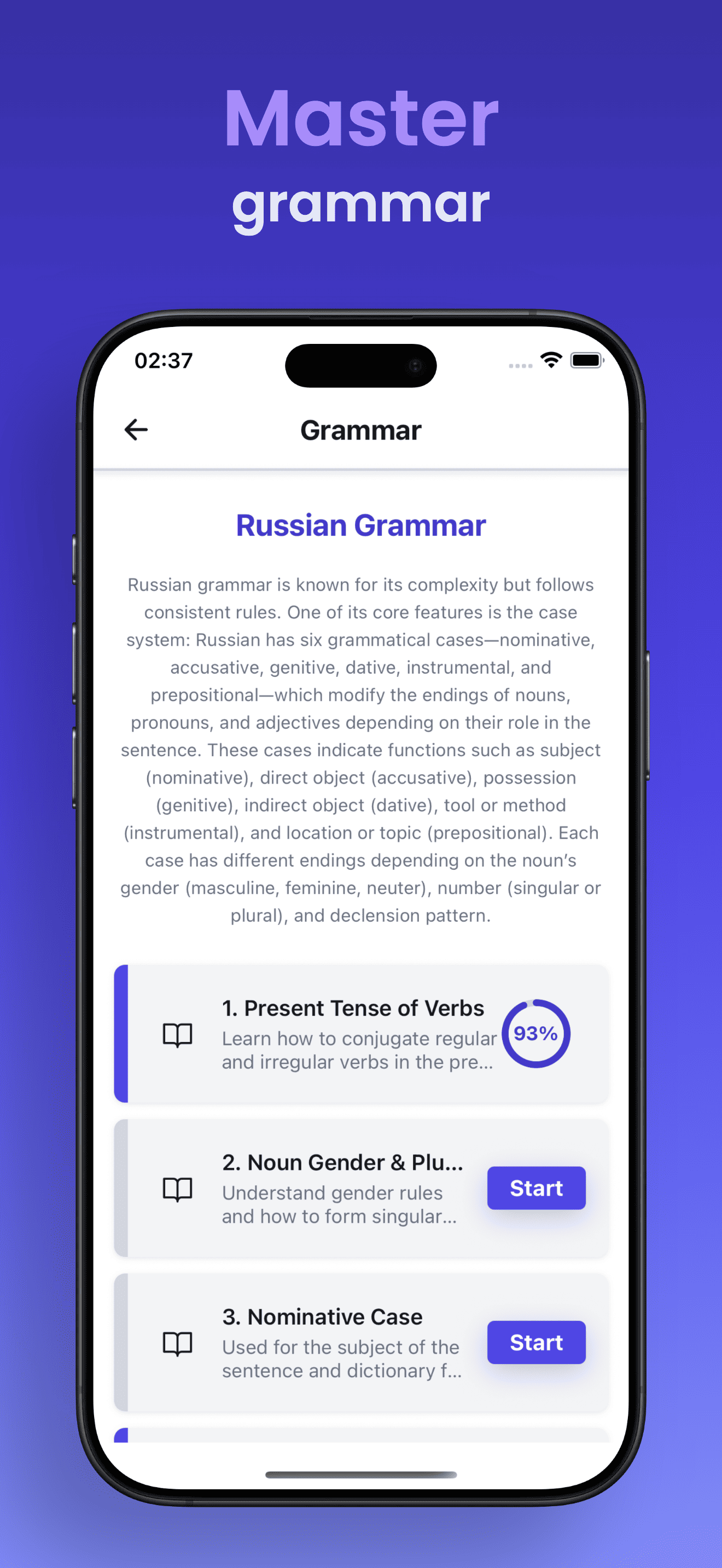 Russian grammar lessons