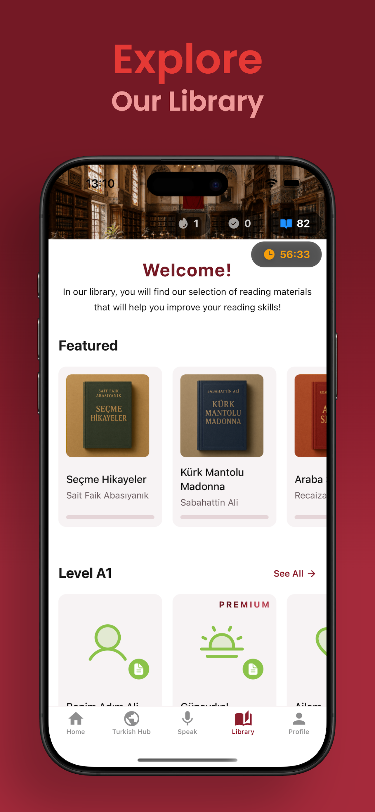 The Turkish reading library sorted by level